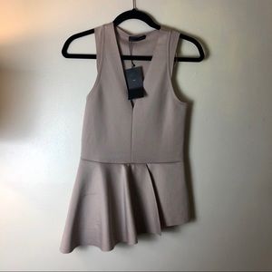 Zara beige asymmetrical low cut top